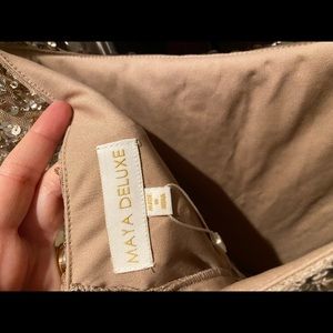 ASOS Maya Bridesmaid Bardot maxi tulle dress with sequins - taupe blush